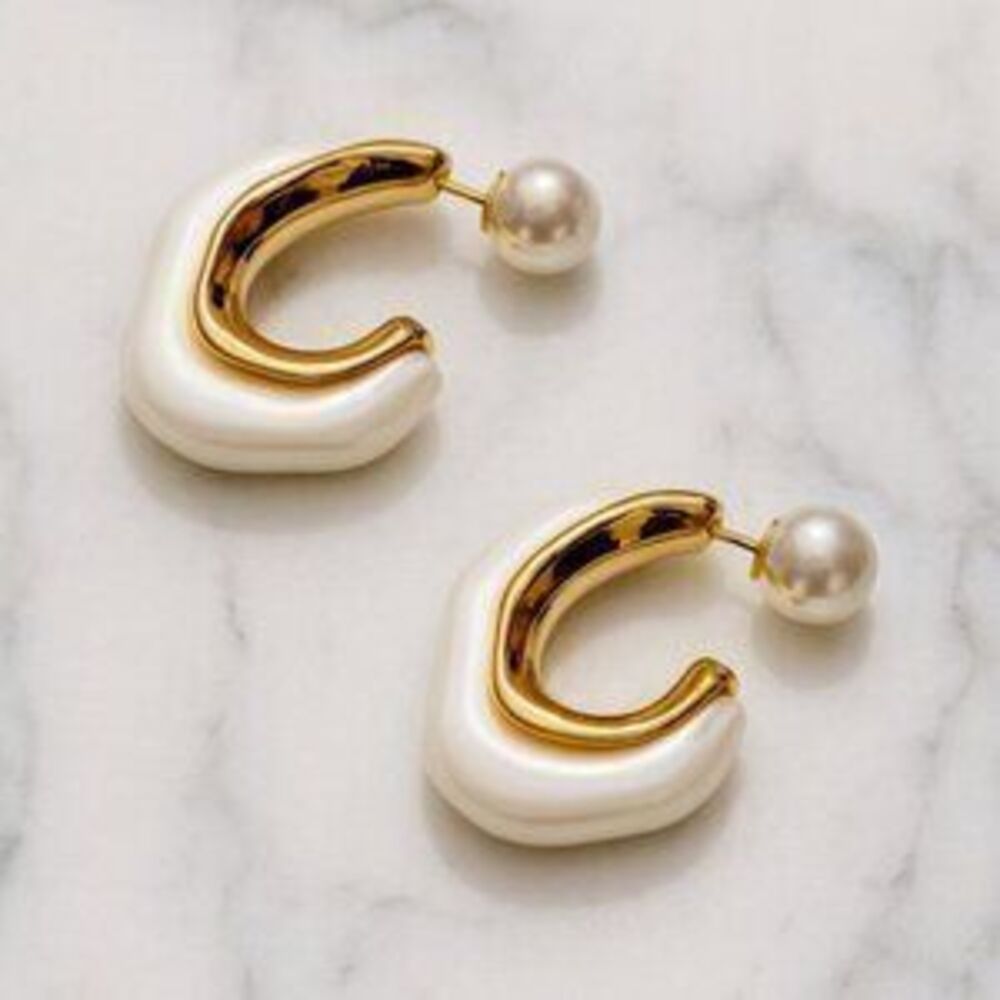 Anthro 2-in-1 Convertible Pearl Hoops